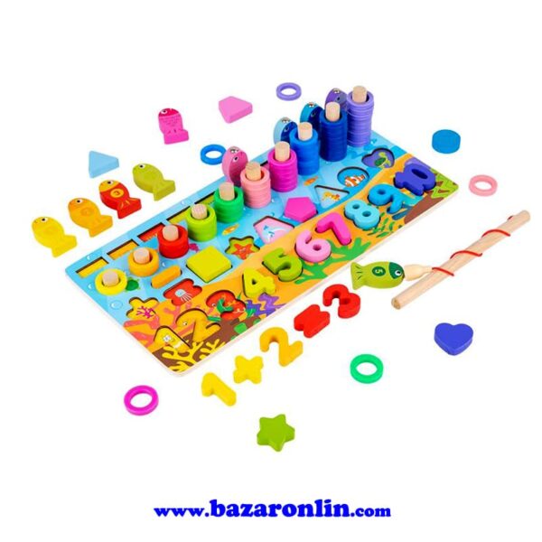 اسباب بازی چوبی تخته لگاریتمی 6 در 1